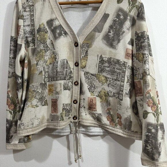 ST JOHN Sport By Marie Multicolored Button Up V-Neck Cardigan Sweater, Sz S/M - Picture 1 of 13